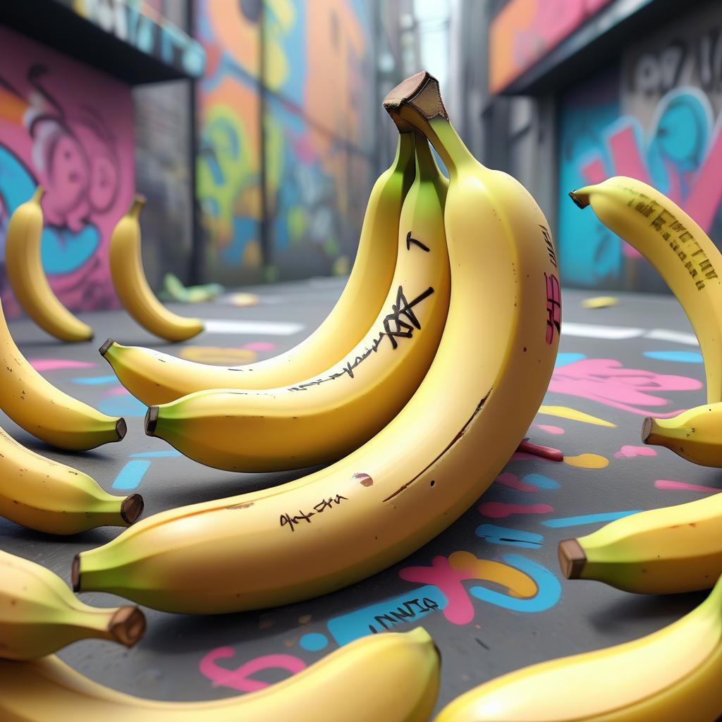  anime artwork one banana, with graffiti painted on it, a picture on a banana, all in the picture, art photo, beautiful, 4k, hdr, many small details, empty background, transparent background, ultra definition, as realistic as possible. . anime style, key visual, vibrant, studio anime, highly detailed