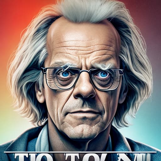  "READ THE DOC" poster , [text in 3D , Christopher Lloyd as Doc Brown] --ar 2:3`