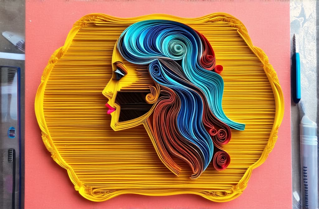  the woman's head is made in the quilling style. ar 3:2 {prompt}, maximum details