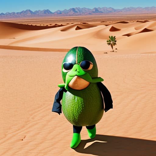  an avocado walking through the desert