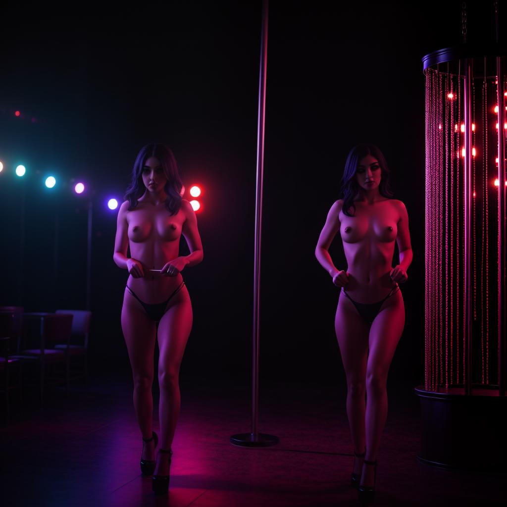  beautiful ladies, some nudity, gothic, night club, stripper poles , hyperrealistic, high quality, highly detailed, cinematic lighting, intricate, sharp focus, f/1. 8, 85mm, (centered image composition), (professionally color graded), ((bright soft diffused light)), volumetric fog, trending on instagram, HDR 4K, 8K