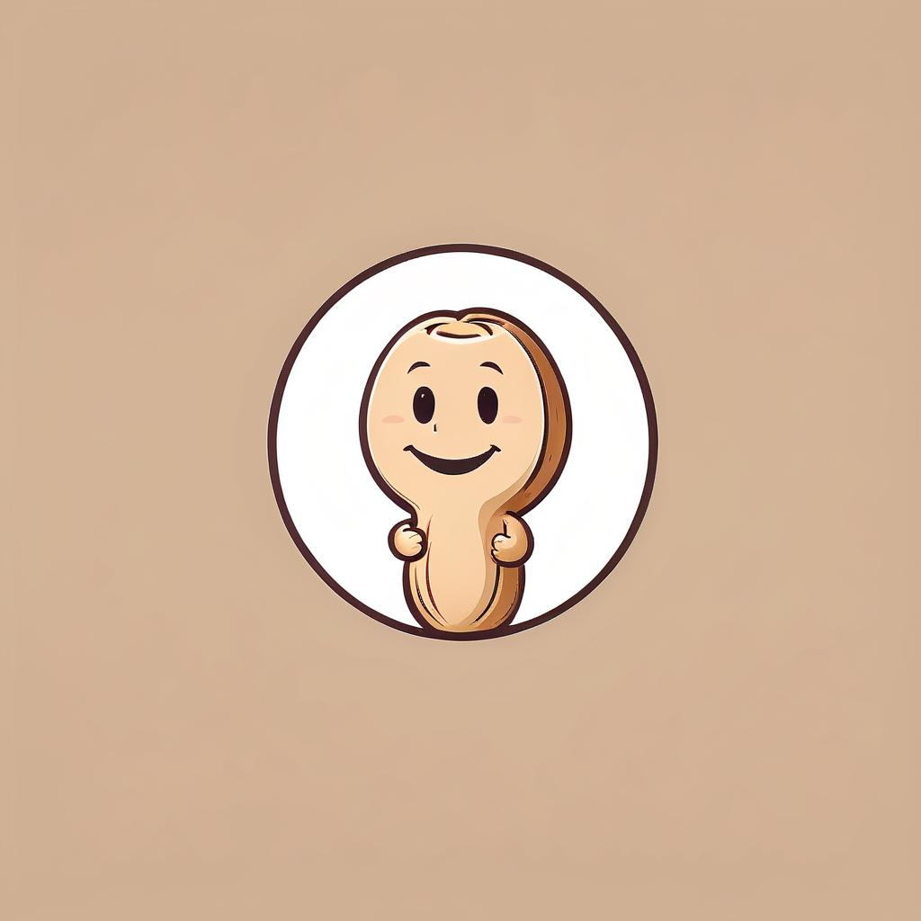  minimalist style the logo in the form of a circle inside which is a character in the form of a living peanut. he's smiling and waving. . simple, clean, uncluttered, modern, elegant, logo