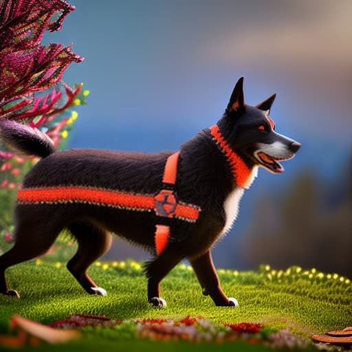 wa-vy style dog hyperrealistic, full body, detailed clothing, highly detailed, cinematic lighting, stunningly beautiful, intricate, sharp focus, f/1. 8, 85mm, (centered image composition), (professionally color graded), ((bright soft diffused light)), volumetric fog, trending on instagram, trending on tumblr, HDR 4K, 8K