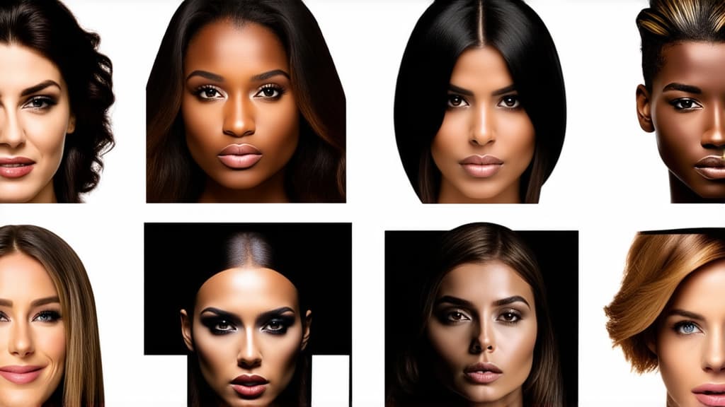  different beauty. set of different female heads on light background. different races and nationalities. ar 16:9, (natural skin texture), highly detailed face, depth of field, hyperrealism, soft light, muted colors