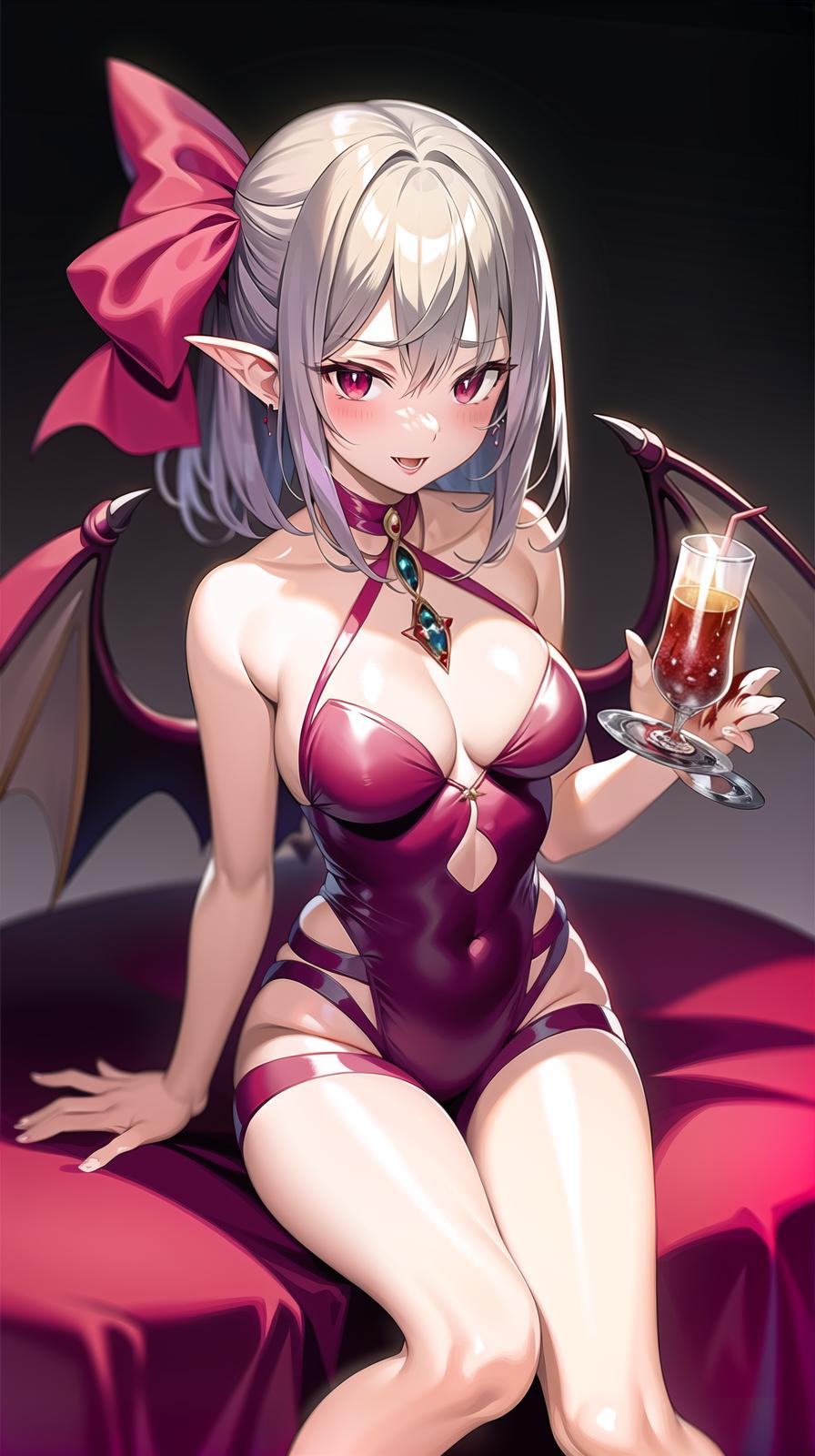  master piece , best quality,remilia drinks a lot of blood and the most powerful vampire, the most powerful demon king, and the most powerful wizard combine.