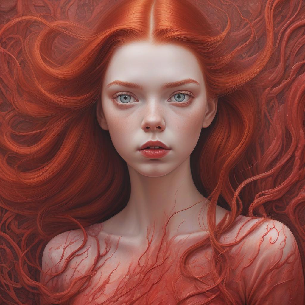  hyperrealistic art gouache paint painting of a red head anya taylor joy, pastel goth color, dreamy, surrealism, abstract painted background with gouache paint strokes, intricate details, 3d rendering, octane rendering . nicoletta ceccoli style, virgil finlay, tsubaki nekoi, vasanti unka, hiroshi masumura, chiho saito, . extremely high resolution details, photographic, realism pushed to extreme, fine texture, incredibly lifelike