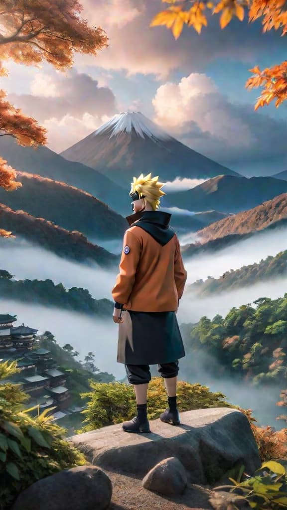  naruto's eyes widen, boruto (from boruto: naruto next generations) meets young naruto (from naruto) in hidden leaf village, anime art hyperrealistic, full body, detailed clothing, highly detailed, cinematic lighting, stunningly beautiful, intricate, sharp focus, f/1. 8, 85mm, (centered image composition), (professionally color graded), ((bright soft diffused light)), volumetric fog, trending on instagram, trending on tumblr, HDR 4K, 8K