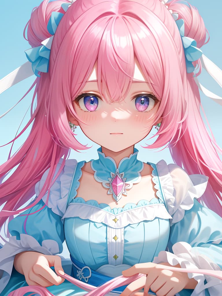  pink and light blue, girl, masterpiece, best quality,8k,ultra detailed,high resolution,an extremely delicate and beautiful,hyper detail