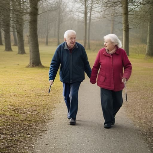  older people are engaged in scandinavian walking