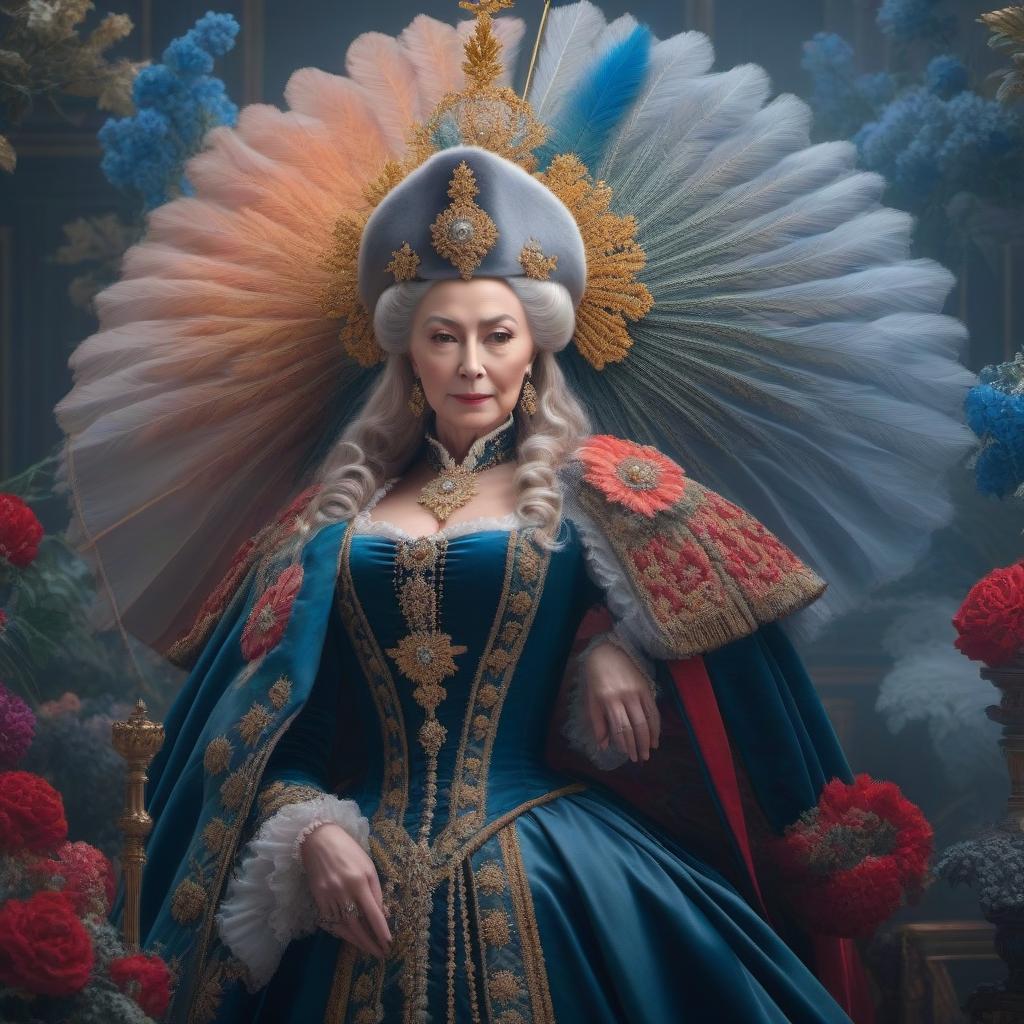  Catherine the Great 2 hyperrealistic, full body, detailed clothing, highly detailed, cinematic lighting, stunningly beautiful, intricate, sharp focus, f/1. 8, 85mm, (centered image composition), (professionally color graded), ((bright soft diffused light)), volumetric fog, trending on instagram, trending on tumblr, HDR 4K, 8K