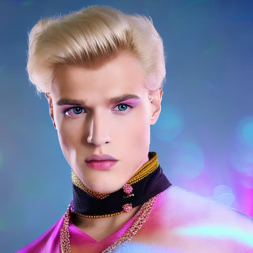 portrait+ style Russian LGBT queer dancing show superstar blonde hunk dude face