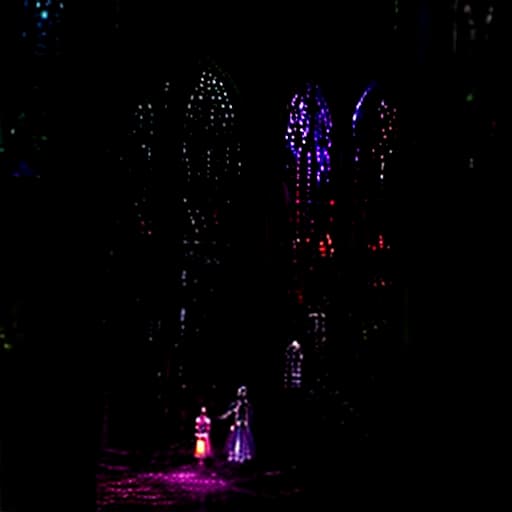  digital image. fantasy concept art. magical greenhouse for magic plants and trees in academia, with stained glass windows, in the dark grim evening outside. delicate. crystallized. transparent, fairy tale, fantasy. dynamic and expressive. gothic background with a dance of light, light diffusion, glare, luminescence:: delicate patterns. bubbly scenery. high quality. hdr