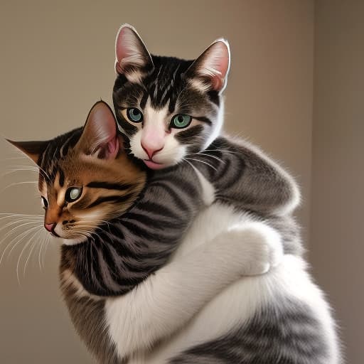  cats are funny hugging