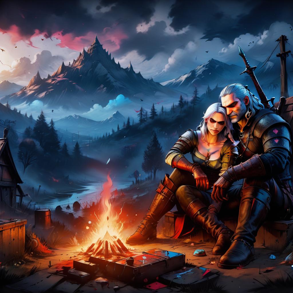  graffiti style witcher 3 poster art . street art, vibrant, urban, detailed, tag, mural, on parchment, t shirt design