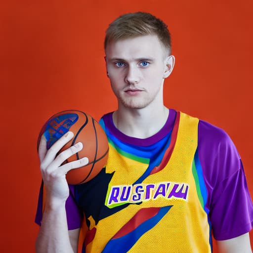 portrait+ style Russian LGBT queer basketball player blonde hunk dude face