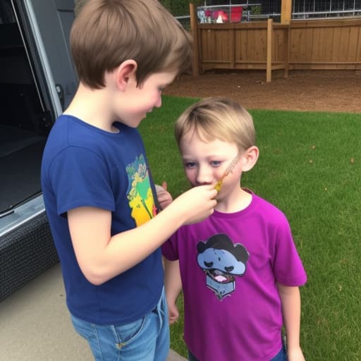  girl showing boy a "treat" for being good