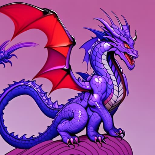  A happy 8 shaped dragon, vibrant purple and red color