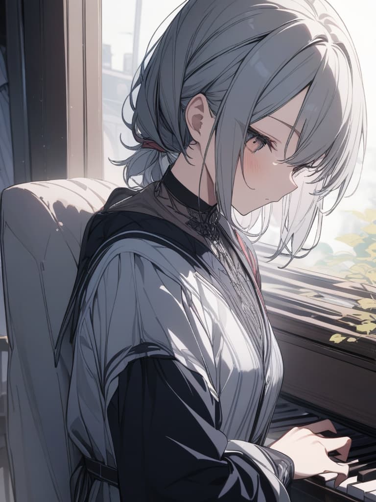  cute, subculture, gray hair, moe sleeve, odd eye, masterpiece, best quality,8k,ultra detailed,high resolution,an extremely delicate and beautiful,hyper detail