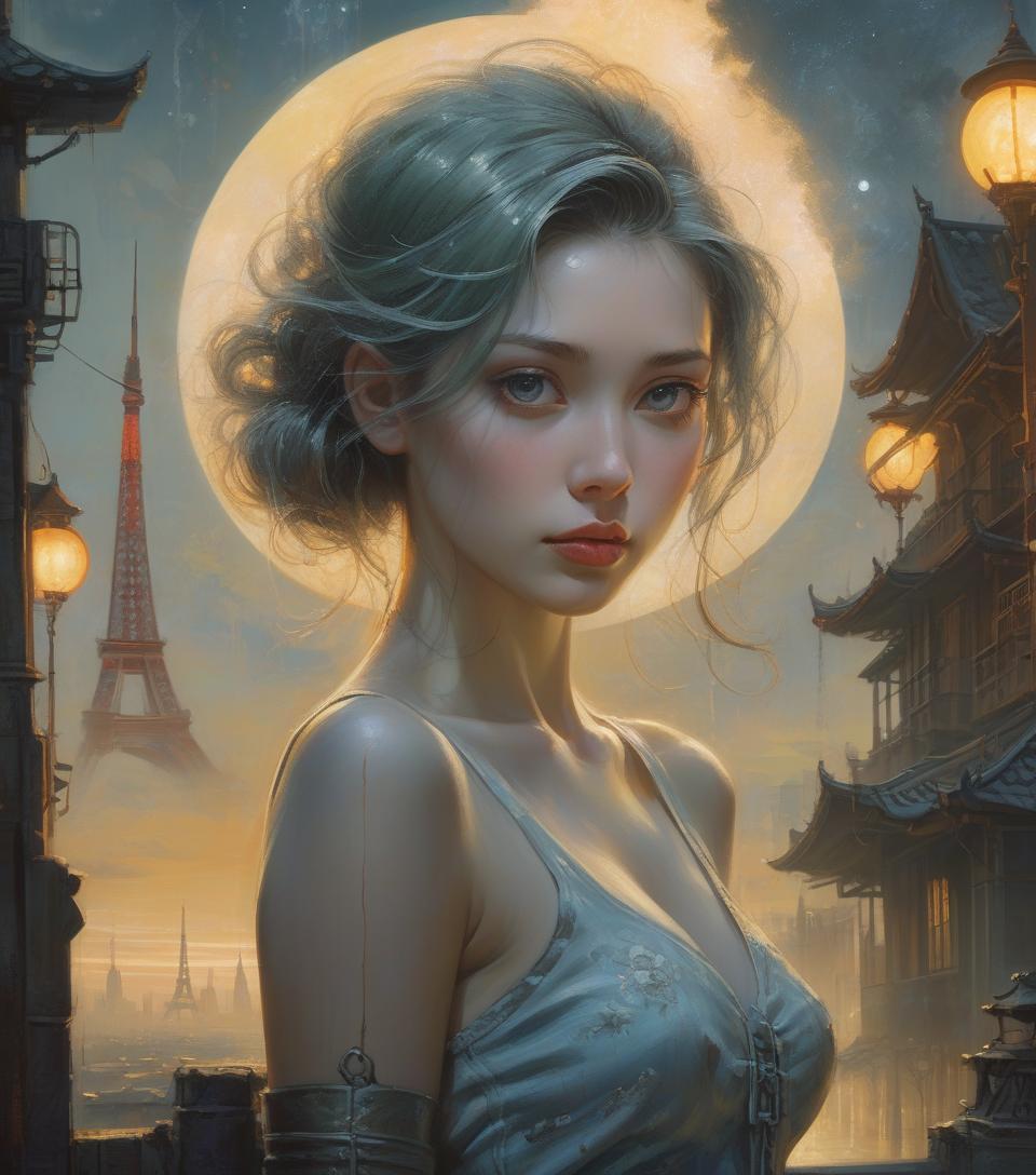  dreamscape art by craola, dorian vallejo, damian lechoszest, todd lockwood.luis royo portrait of japanese girl, mint hair , tokyo tower, osaka, anime art, photorealistic, garden, sprinklers, lithography, detailed, gothic, or intricate fantasy ambiance, ernst lockwood, royo, mannerism, sharp angles, half body art of a beautiful gentle girl in pin up style, magical portrait, dynamic movement, twilight, starry, road, author kuindzhi, rockwell, rough textures, perfect face, emphasis on facial details, dynamic movement, frame illumination, mysticism, magic, heavy metal, dungeons and dragons, medieval lore . surreal, ethereal, dreamy, mysterious, fantasy, highly detailed