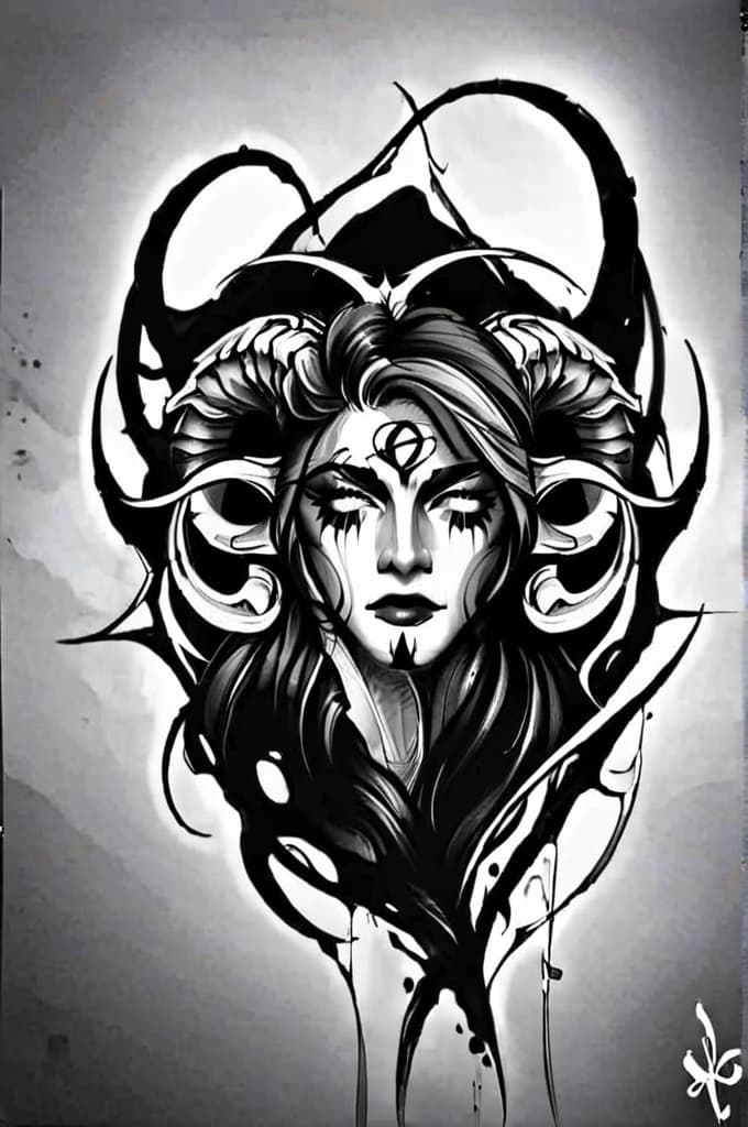  aries,leo,sagittarius , (tattoo sketch:1.25)