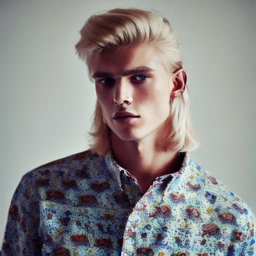 portrait+ style Russian LGBT queer fashion model blonde hunk dude face