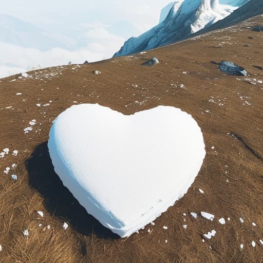  A clean decorated heart on top of a mountain