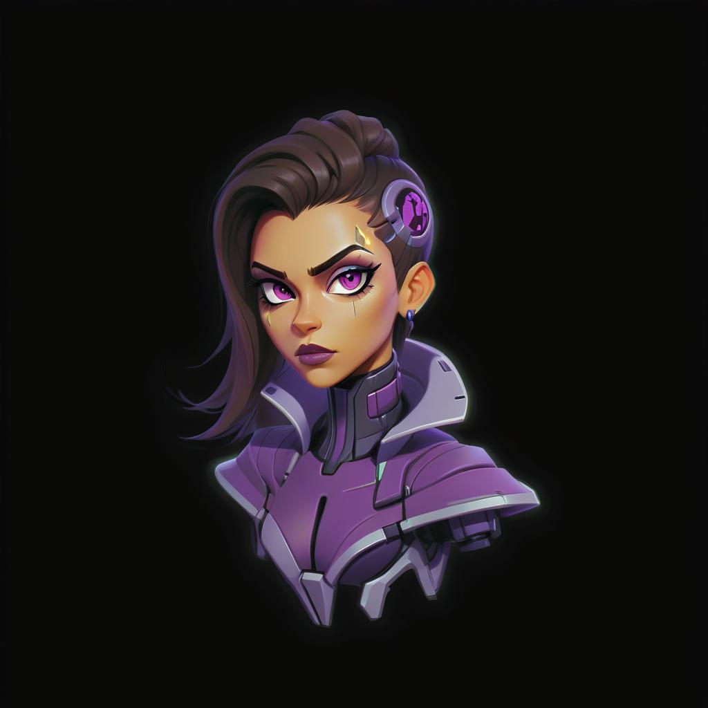  cybernetic style sombra . futuristic, technological, cybernetic enhancements, robotics, artificial intelligence themes, sticker, film photography style