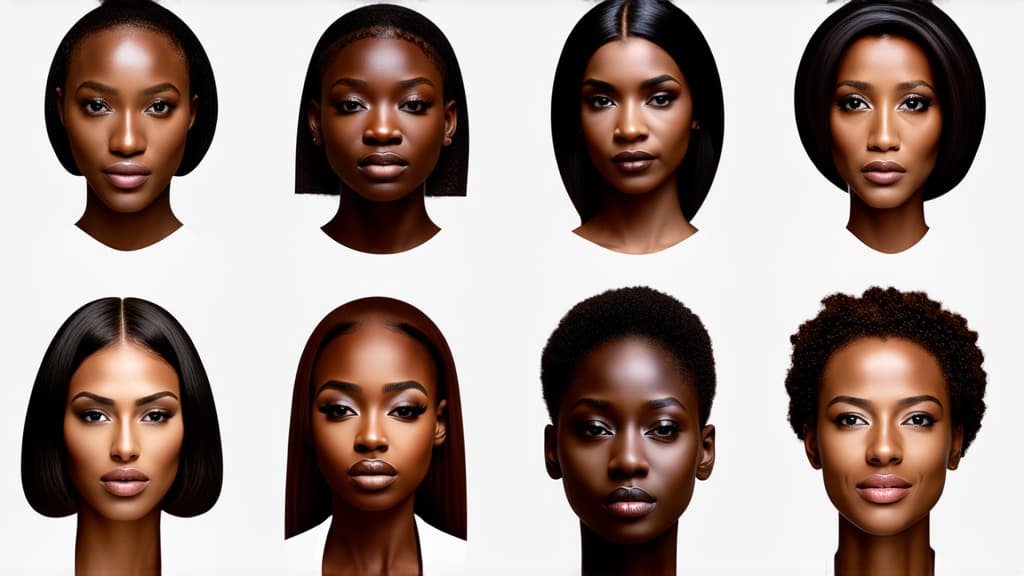  different beauty. set of different female heads on light background. different races and nationalities. ar 16:9, (natural skin texture), highly detailed face, depth of field, hyperrealism, soft light, muted colors