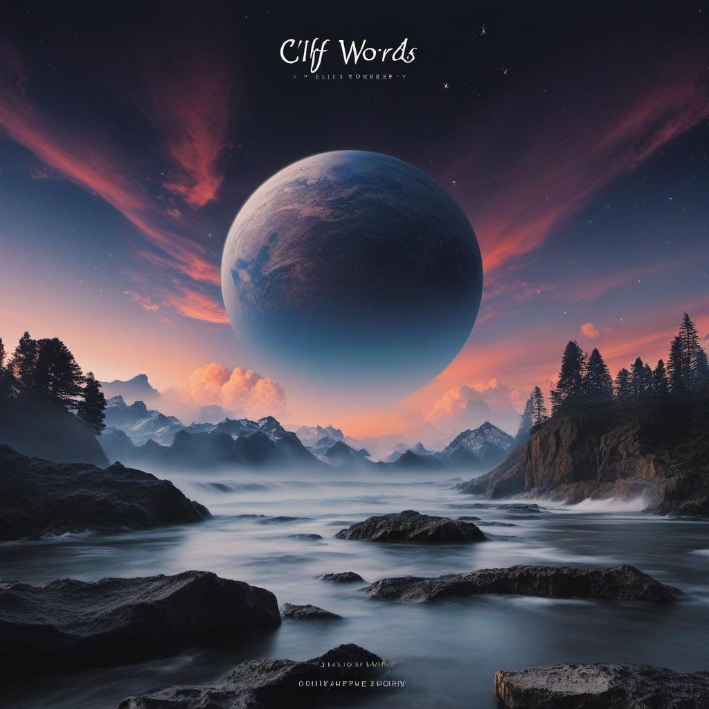  the cliff of words unspoken poetry book cover, space style