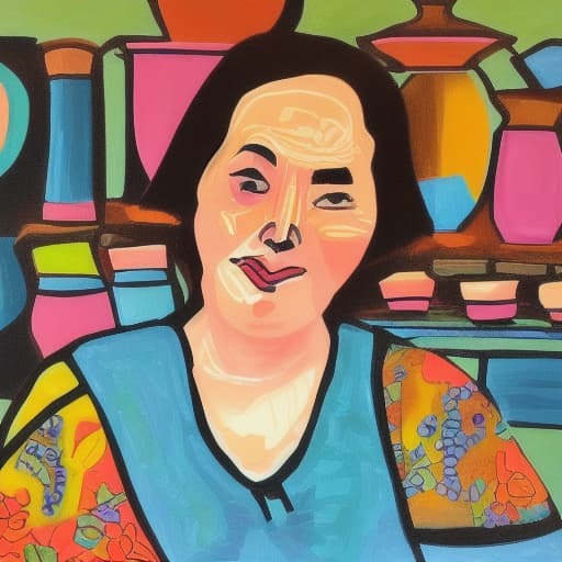  Portrait of myself as a pottery lady, optinistic, colourfull