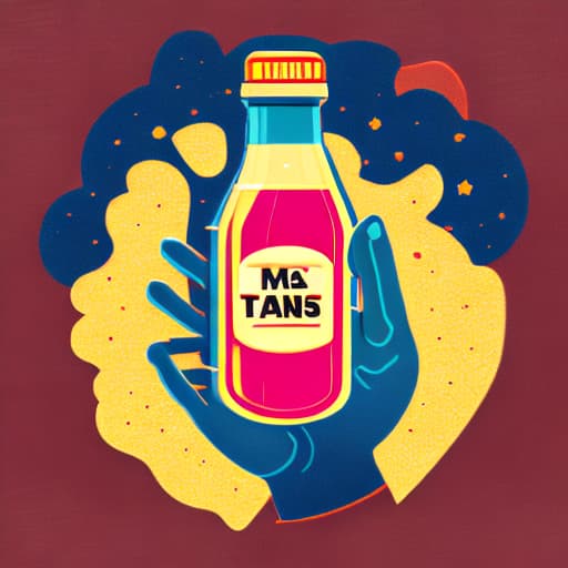 IN THE STYLE OF <MAGIFACTORY> cartoon hand holding a bottle of seasoning