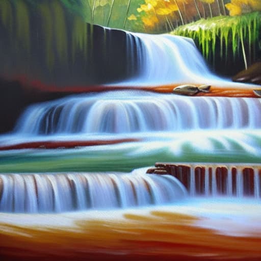  Waterfall in oil paint