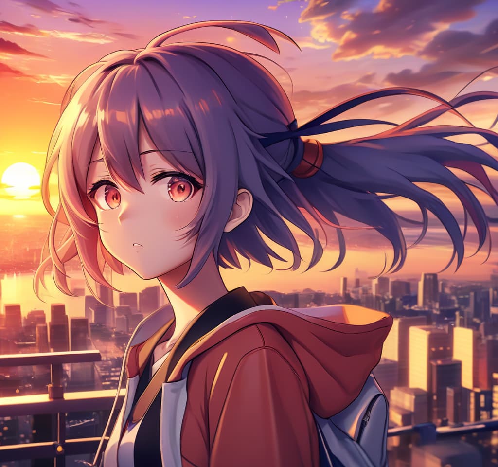  anime artwork add sunset . anime style, key visual, vibrant, studio anime, highly detailed