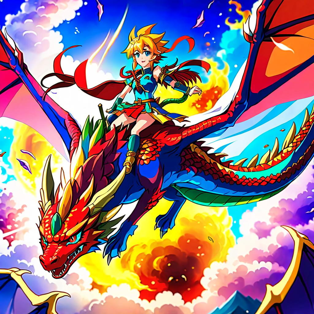  anime artwork flying dragon . anime style, key visual, vibrant, studio anime, highly detailed