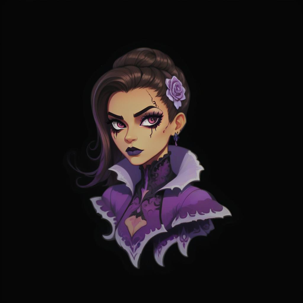  gothic style sombra . dark, mysterious, haunting, dramatic, ornate, detailed, sticker, film photography style