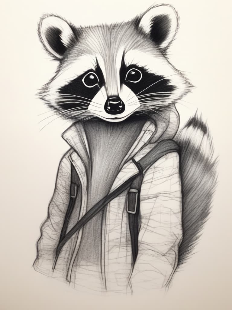  (line drawing,sketch) metamorphosis (cute raccoon),