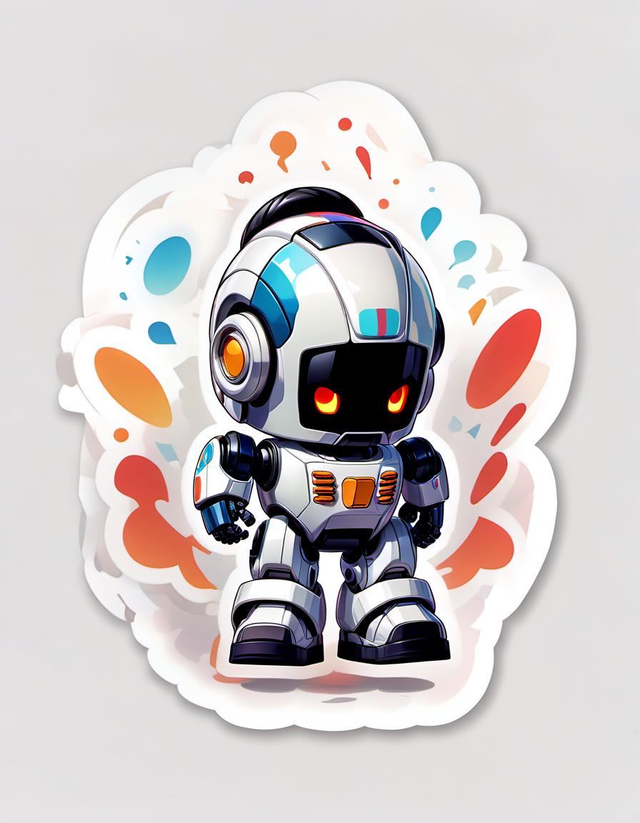  a very large sneaker with a robot peeking out of it, on the sneakers is written "artgeneration", cartoon sticker style with clear lines on a pure white background, suitable for video games, civitai, sticker