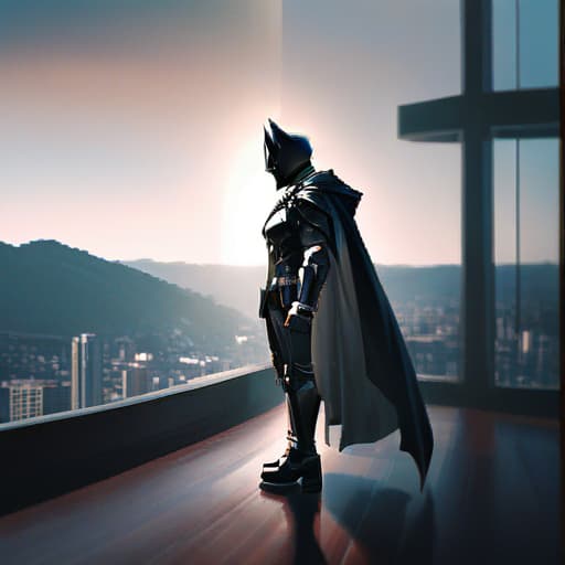  batman on roof hyperrealistic, full body, detailed clothing, highly detailed, cinematic lighting, stunningly beautiful, intricate, sharp focus, f/1. 8, 85mm, (centered image composition), (professionally color graded), ((bright soft diffused light)), volumetric fog, trending on instagram, trending on tumblr, HDR 4K, 8K