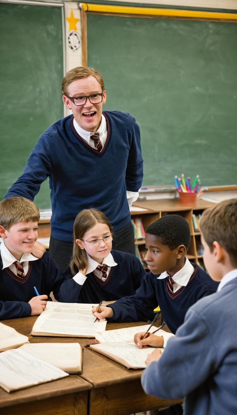  teacher and students in a history class