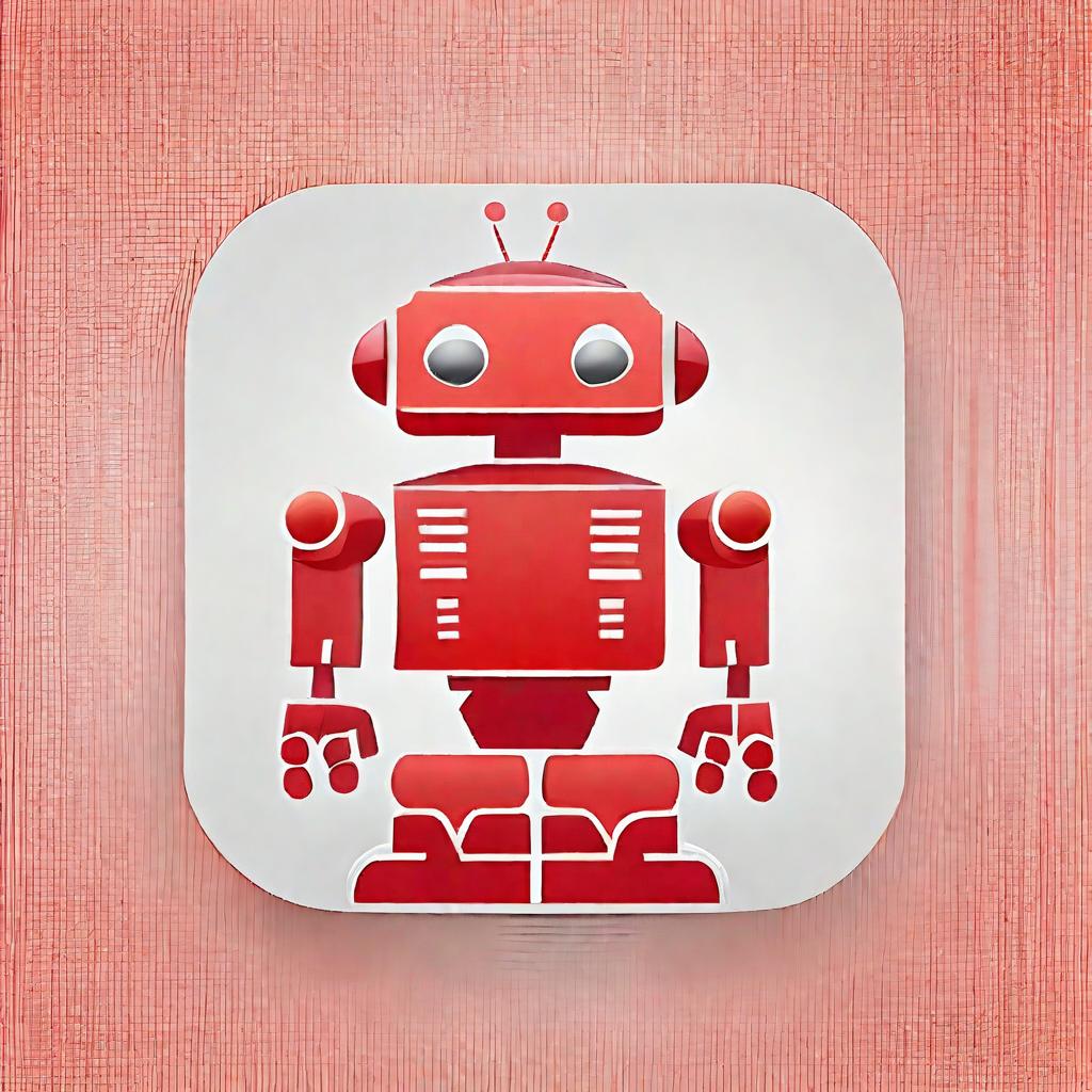  app icon of robot icon for printing company with red color