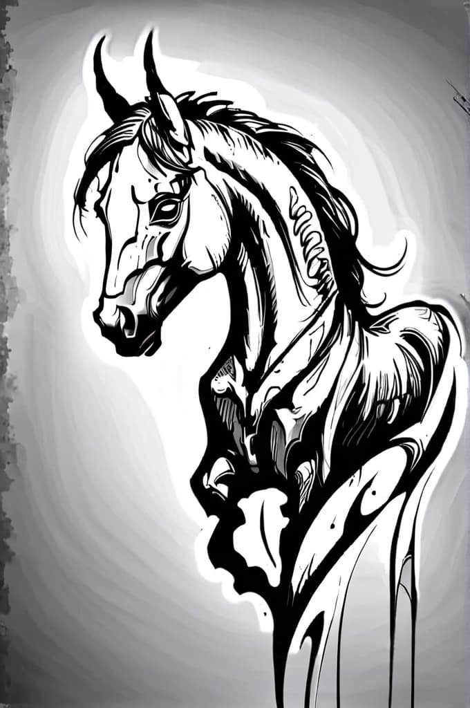  beautiful horse, (tattoo sketch:1.25)