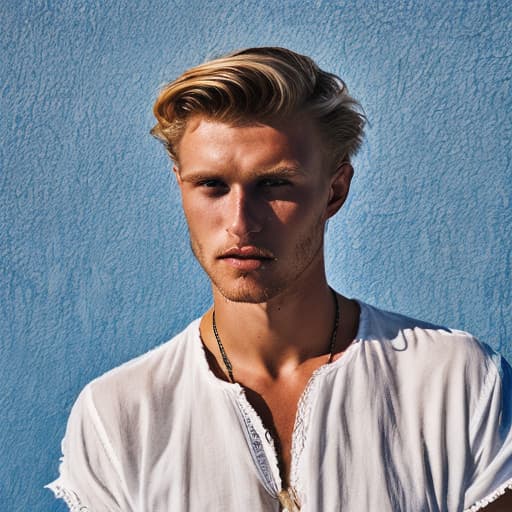 portrait+ style Russian LGBT queer surfer blonde hunk dude face