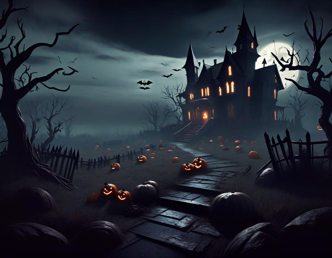  halloween landscape. dark atmosphere. artstation style. horror