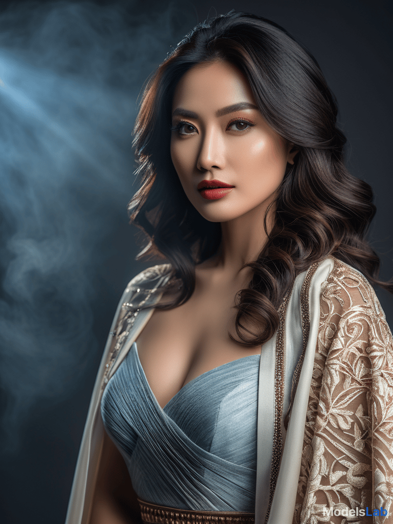  超逼真亚洲美女人像 ，穿着暴露 hyperrealistic, full body, detailed clothing, highly detailed, cinematic lighting, stunningly beautiful, intricate, sharp focus, f/1. 8, 85mm, (centered image composition), (professionally color graded), ((bright soft diffused light)), volumetric fog, trending on instagram, trending on tumblr, HDR 4K, 8K