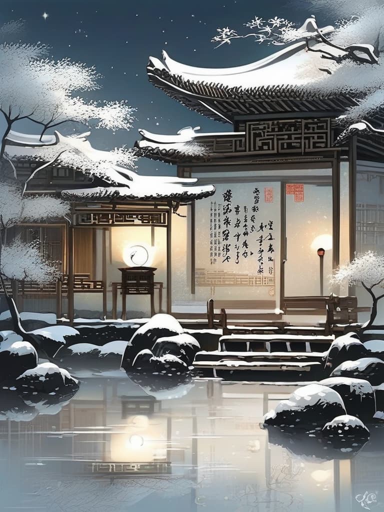  the ancient houses of china, the ancient chinese poets, looked at the moonlight on the ground and frowned it as if the white light was covered with a cream. the image closes the white light on the floor, and the reflection of the light makes the poet think it's frost。