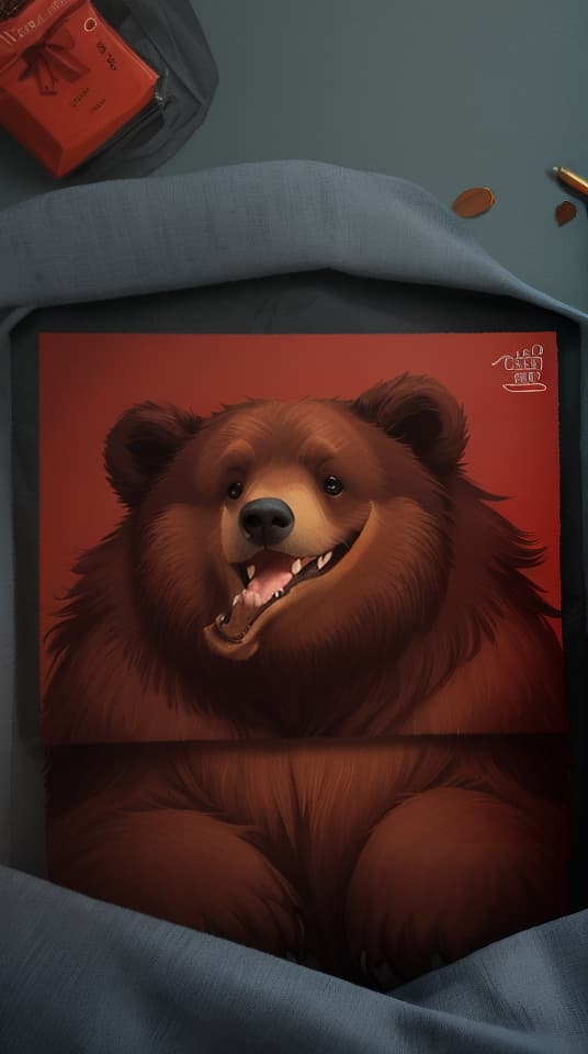  add dark reddish brown to bear, hq, hightly detailed, 4k