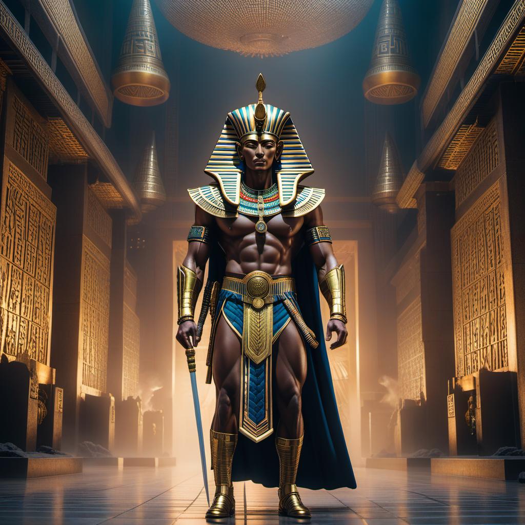  “pharaoh killed viruses” , ((anime)) hyperrealistic, full body, detailed clothing, highly detailed, cinematic lighting, stunningly beautiful, intricate, sharp focus, f/1. 8, 85mm, (centered image composition), (professionally color graded), ((bright soft diffused light)), volumetric fog, trending on instagram, trending on tumblr, HDR 4K, 8K