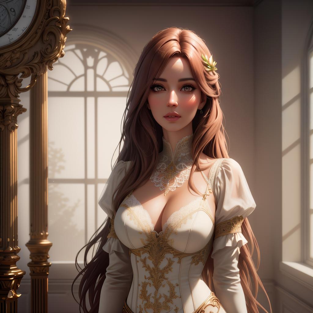  photo-realistic,ultra realistic 8k,realism photograph, ultra ultra perfect realistic realism,perfect position, old ,in very see though lace ,in the house, , medium-long hair in a French id, bronze colored hair hyperrealistic, full body, detailed clothing, highly detailed, cinematic lighting, stunningly beautiful, intricate, sharp focus, f/1. 8, 85mm, (centered image composition), (professionally color graded), ((bright soft diffused light)), volumetric fog, trending on instagram, trending on tumblr, HDR 4K, 8K