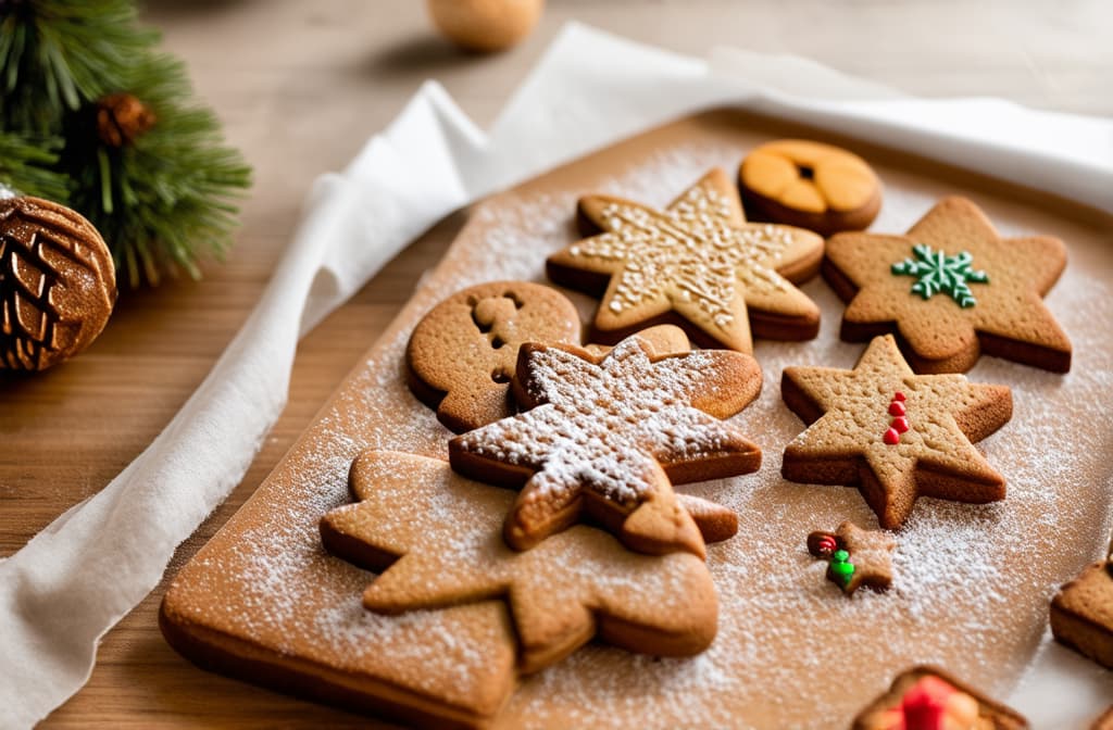  professional detailed photography, making gingerbread in a christmas atmosphere ar 3:2, (muted colors, dim colors, soothing tones), (vsco:0.3)