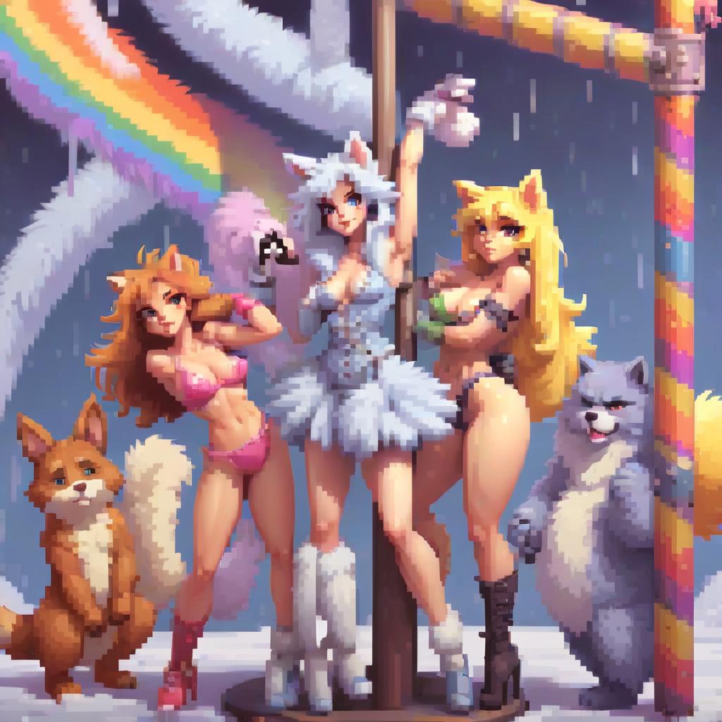  pixel art in the picture, everyone is in a crazy state. the scene of the characters is , s, in coats, furries touch each other's s and shoot it on the phone, there are characters in , stripper characters dancing on a pole showing everyone their , , furry , and more in the picture and fur on the whole image and so that the face was not in the frame women without ins of fools all the very cheerful makeup in the picture and the rainbow in full growth with people went pionately anime furr and with vulgarities in furs, a furry furry with a sweet furry furry head, a giant fur fluffed fur fluffed fur fluffy body with a giant fur fluffy fur fluffy furry, a fur fluffy fur fluffy fur fly fluff